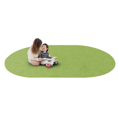 Joy Carpets Just Kidding Polyester 12 x 76 Oval Machine Tufted Rug, Lime Green (623SS-09)