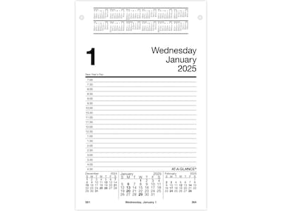 2025 AT-A-GLANCE 8 x 5 Daily Desk Pad Calendar Refill, White/Black (E458-50-25)