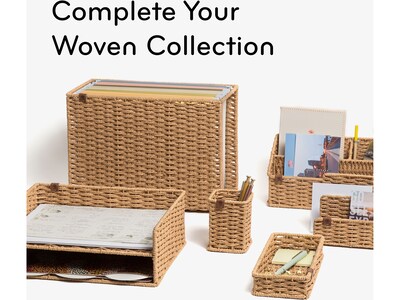 U Brands Paper Rope Front Loading Letter Tray, Letter Size, Brown (6085U01-06)