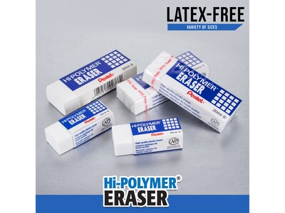 Pentel Hi-Polymer Block Eraser, White, 10/Box (ZEH10PC10)