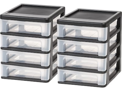 Iris 4-Drawer Desktop Unit, Black/Clear, 2/Pack (586014)