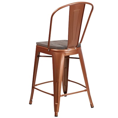 Flash Furniture Blake Contemporary Metal Vertical Back Counter Height Stool, Copper, 4-Pieces/Pack (4ET353424POCW)