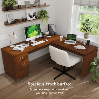Bush Furniture Somerset 72"W 3 Position Sit to Stand L Shaped Desk, Hansen Cherry (SET014HC)