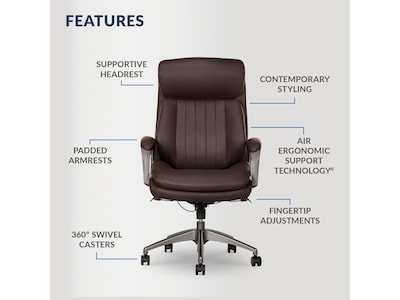 La-Z-Boy Nova Ergonomic Polyurethane Swivel Executive Chair, Brown (52372-BRN)