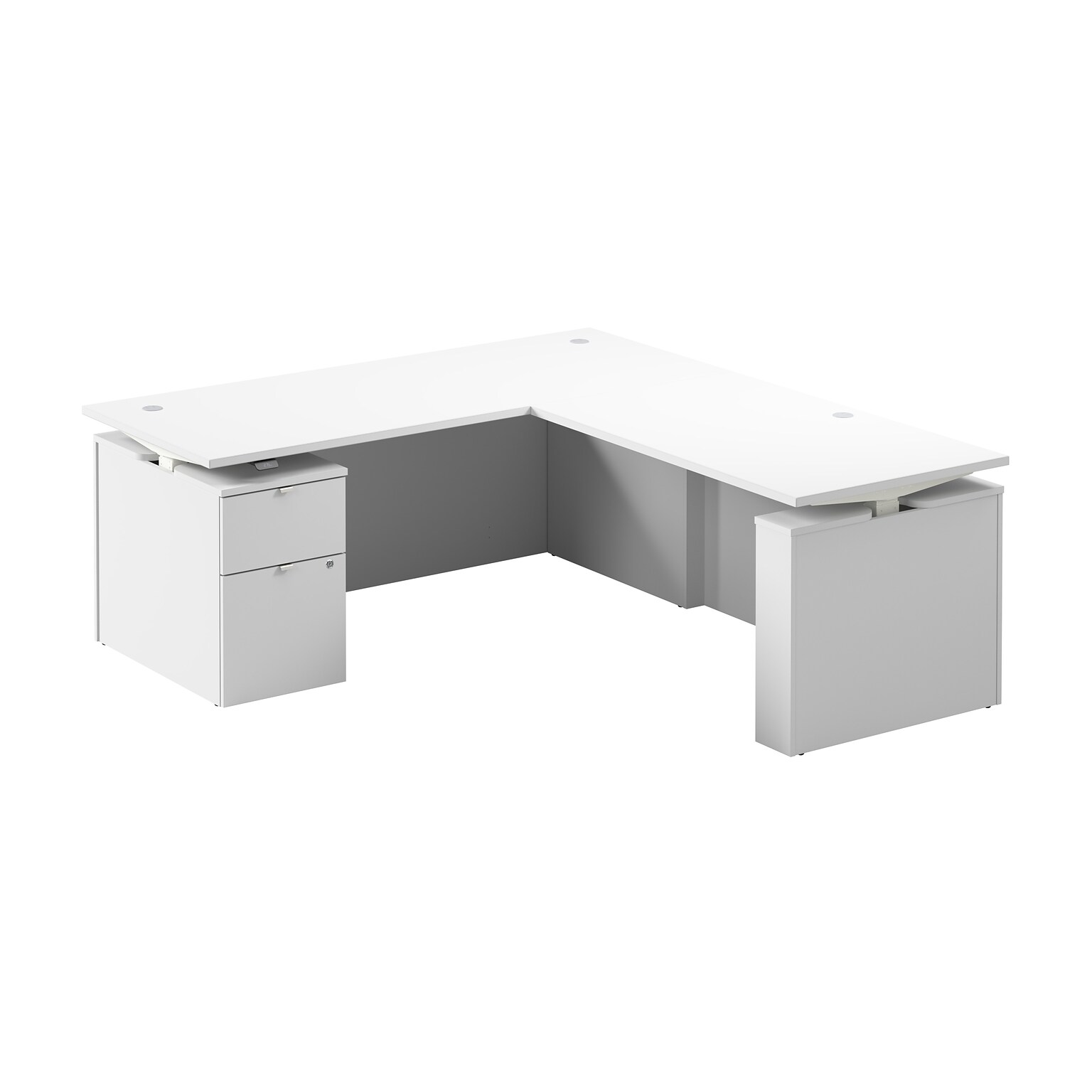 Bush Business Furniture Stratus 72W Electric L-Shaped Adjustable Standing Desk with Cabinet, White (SUT016WH)