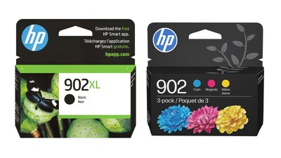 HP Original 902XL Black High-Yield Ink / 902 Tri-Color Standard Ink Cartridges (2-Pack)