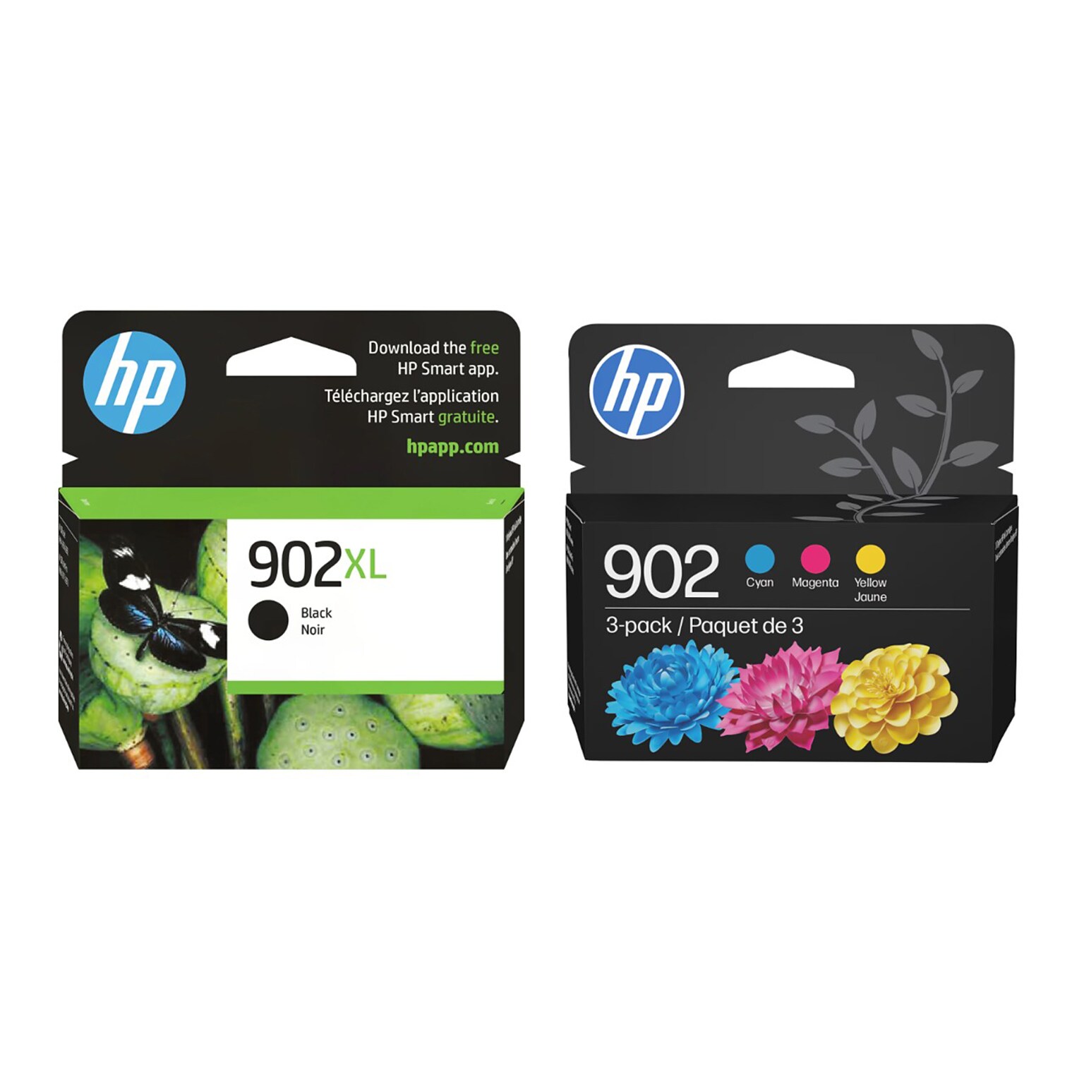 HP Original 902XL Black High-Yield Ink / 902 Tri-Color Standard Ink Cartridges (2-Pack)