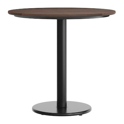 Flash Furniture Acadia 31.25" Round Wooden Dining Table with Round Base, Dark Brown/Black Base (STRD31WBRTR18)