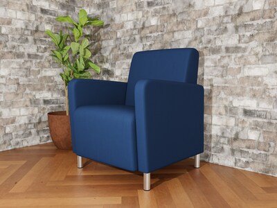 Lesro Ravenna Vinyl Guest Chair, Patriot Plus Imperial Blue/Brushed Steel (RV1101.FBS-01PPIB)
