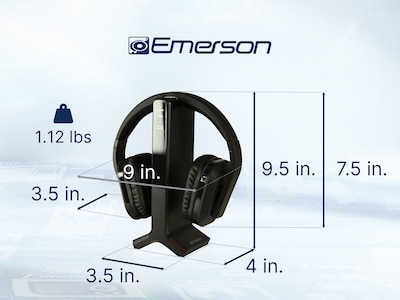 Emerson Wireless TV Headphones, Bluetooth, Black (EE-9000)
