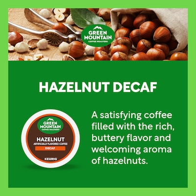 Green Mountain Hazelnut Decaf Coffee Keurig® K-Cup® Pods, Light Roast, 24/Box (5000330143)