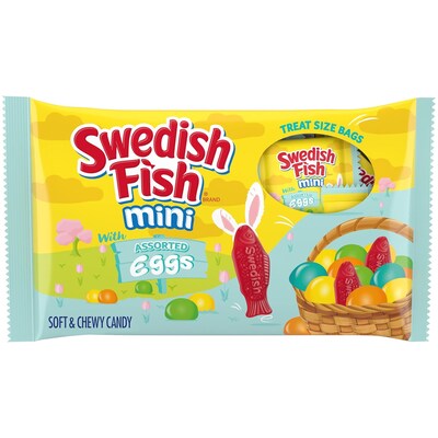 SWEDISH FISH Mini & Eggs Treat Size, 7.93 oz Laydown Bag (MOZ01113)