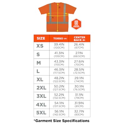 GloWear 8282 High Visibility Short Sleeve T-Shirt, ANSI Type R Class 2, Orange, X-Small (21851)