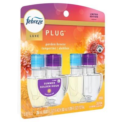 Febreze Plug In Oil Warmer Refill, Summer Golden Hour Scent, 0.87 oz., 2/Pack (15577)