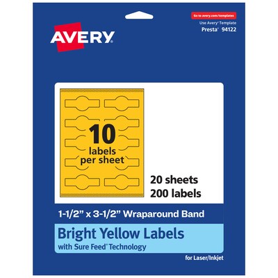Avery Cigar Laser/Inkjet Multipurpose Labels, 1.5 x 3.5, Bright Yellow (200/Pack)