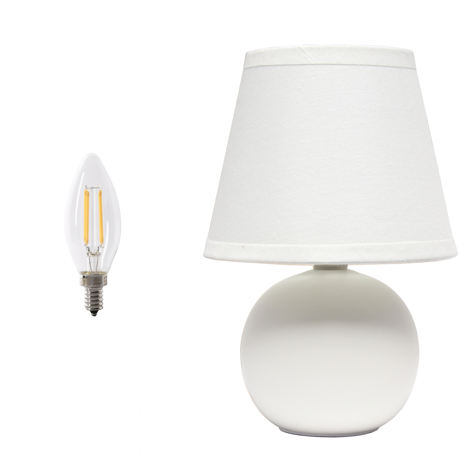Simple Designs Compact Ceramic Globe 8.66 LED Table Lamp, Off White (LT2008-OFF-LB)