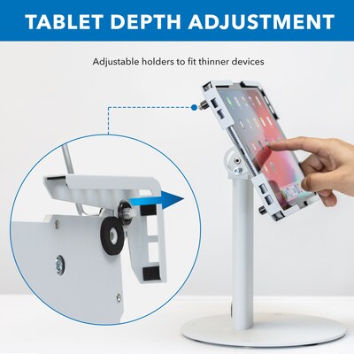 Mount-It! Adjustable Universal Tablet Countertop Stand with Tilt, for 9.7" to 13" Screens, White (MI-3881WHT)