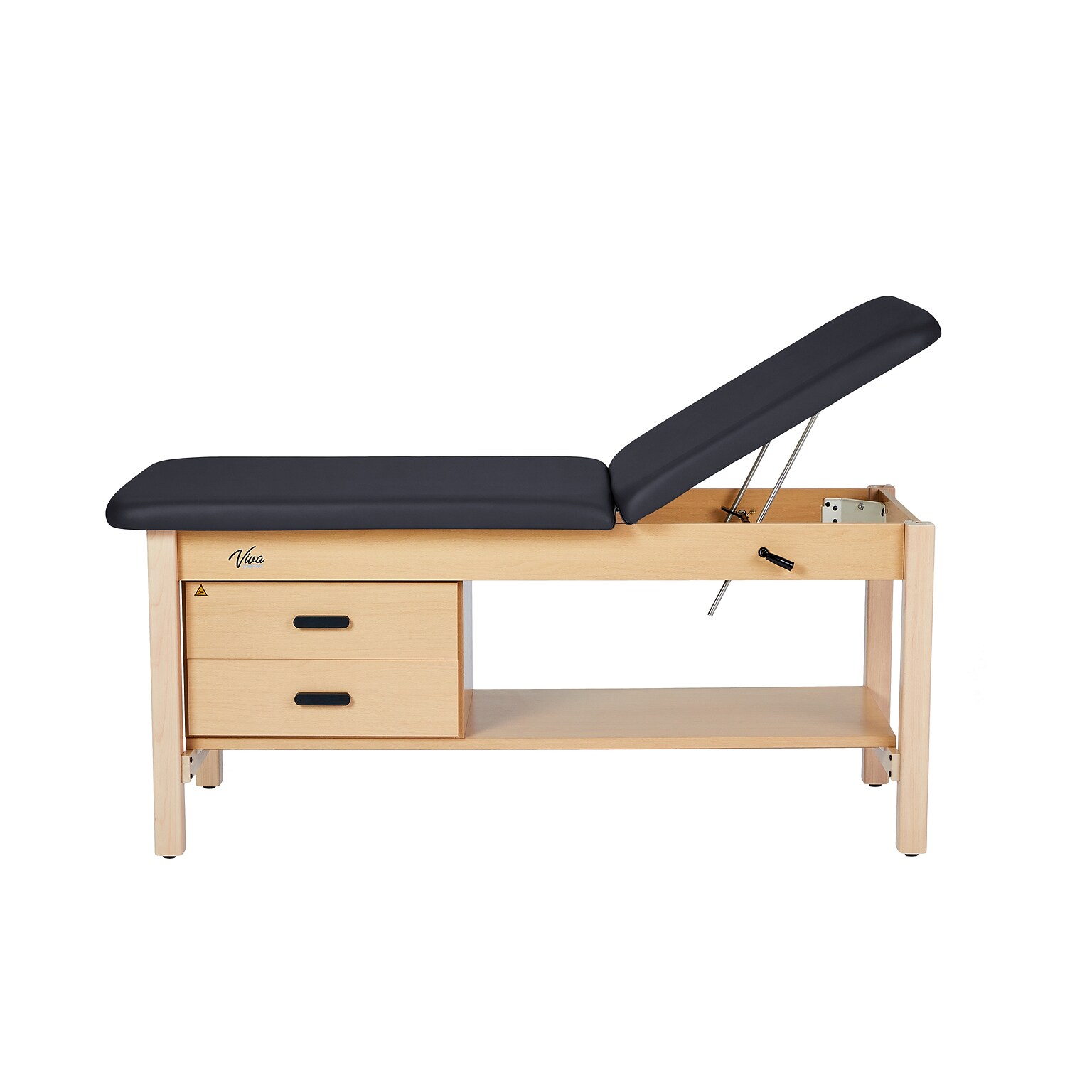 Aristo Wood Physician Adjustable Exam Table with Shelf, 2 Drawer Cabinet, Paper Cutter, Holder, 500lbs. Capacity, Black