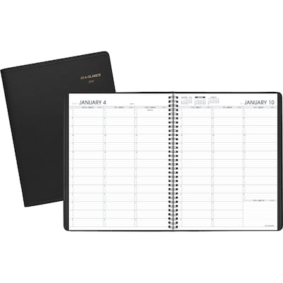 2027 AT-A-GLANCE 8.25 x 11 Weekly Appointment Book, Faux Leather Cover, Black (70-950-05-27)