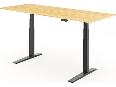 FlexiSpot E7 Pro 78W Electric Adjustable Standing Desk, Bamboo/Black (E7BPRO7830LBZB)