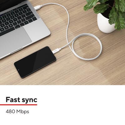 Staples TECH USB-C to USB-A Charging Cable, 3.3 ft., 480 Mbps, White (ST62337)
