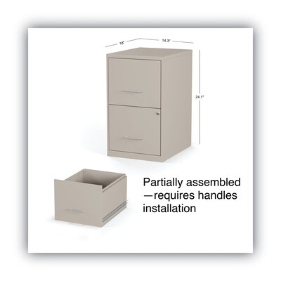 Alera® Soho 2 File-Drawer Vertical Standard File Cabinet, Letter Size, Lockable, 24.1"H x 14"W x 18"D, Putty (2806662)