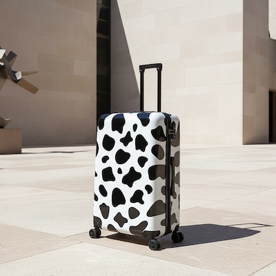 InUSA Prints 28 Hardside Suitcase, 4-Wheeled Spinner, TSA Checkpoint Friendly, Cow Animal Print (IUAPC00L-COW)