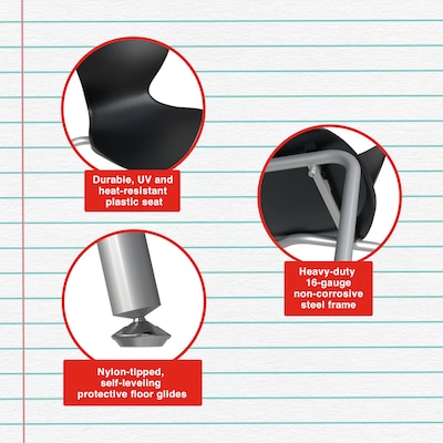 Staples Polypropylene 12" Student Chair, Black, 4/Box (ST63543)
