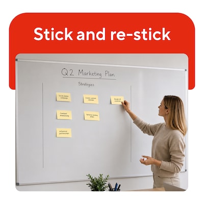 Staples Sticky Notes, 3" x 5", Yellow, Recycled Paper, 1200 Sheets – Eco-Friendly Self-Stick Notes for Lists & Reminders