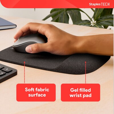 Quill Brand® Mouse Pad with Gel Wrist Rest, Black (53326)