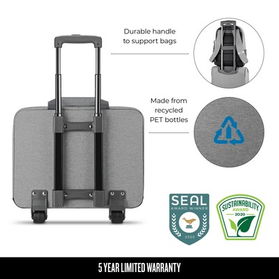 Solo New York Re:Start 15.6" Polyester Rolling Laptop Bag, Heathered Gray (UBN915-10)