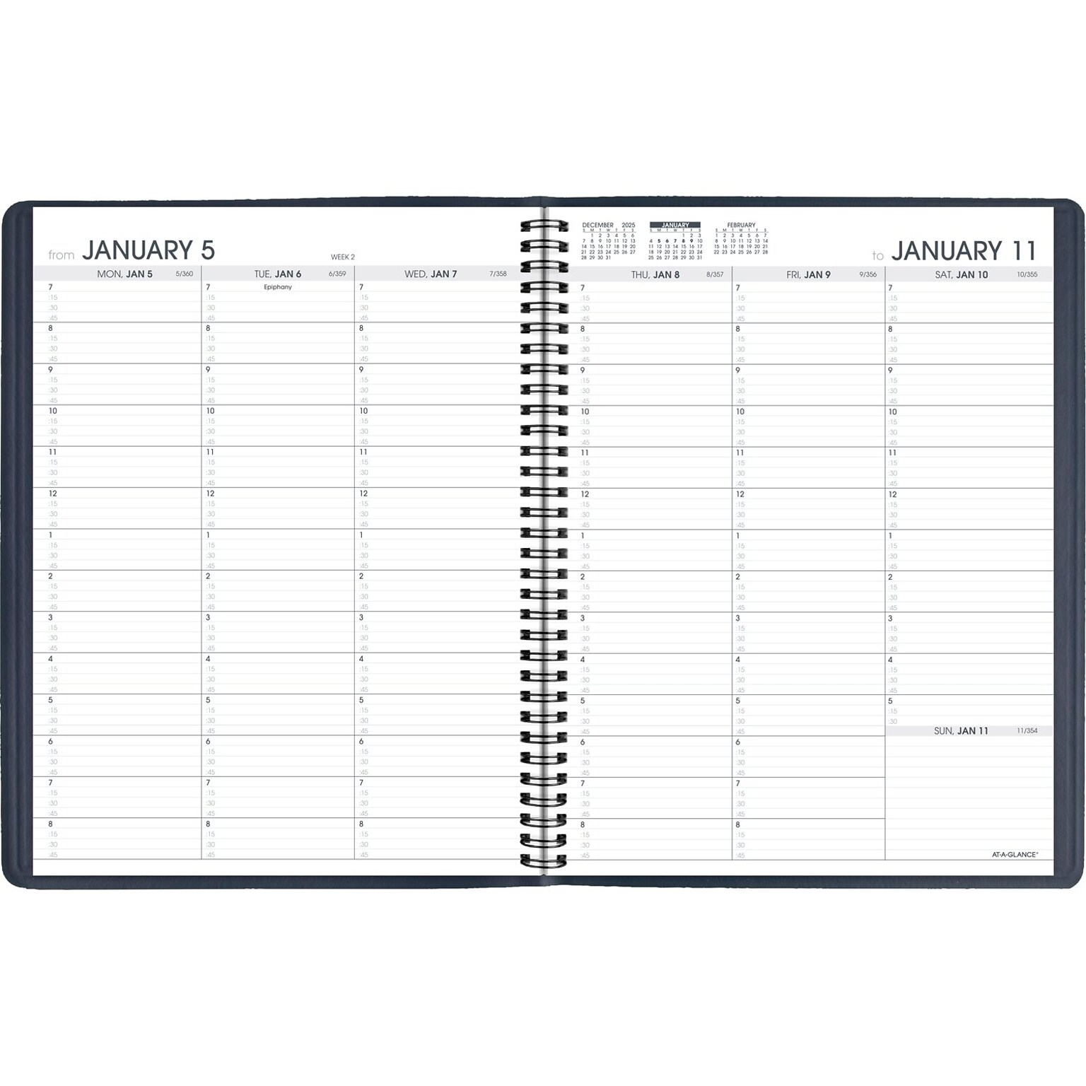 2026 AT-A-GLANCE 8.25 x 11 Weekly Appointment Book Planner, Faux Leather Cover, Navy (70-950-20-26)