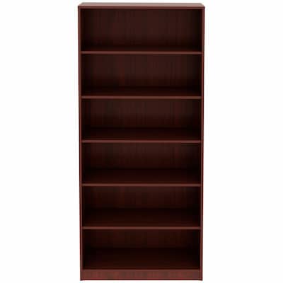 Lorell 84 6-Shelf Bookcase with Adjustable-Shelves, Mahogany Laminate (LLR99750)