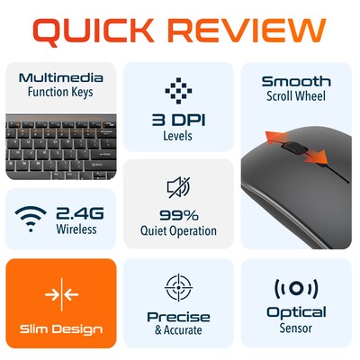 Delton N36 Wireless Keyboard and Optical Mouse Combo, Black (DKMN36-WB)