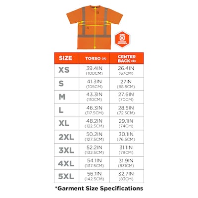GloWear 8292 High Visibility Short Sleeve T-Shirt, ANSI Type R Class 2, Orange, Small (22242)