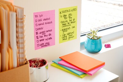 Post-it Super Sticky Notes, 4" x 6", Supernova Neons Collection, Lined, 45 Sheets/Pad, 24 Pads/Pack (660-24SSMIA-CP)