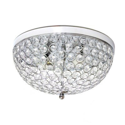 Elegant Designs Crystal 2 Light LED Flush Mount Ceiling Light, Chrome (FM1000-CHR)