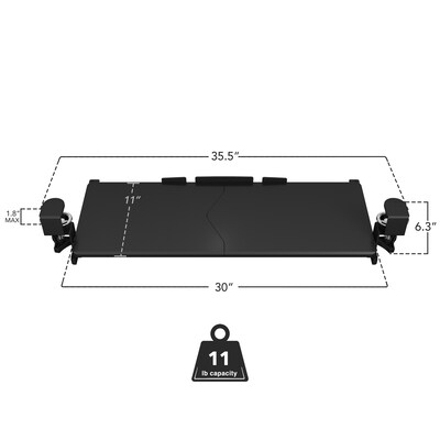 Mount-It! Adjustable 30"W Clamp-On Keyboard and Mouse Tray, Black (MI-7181)