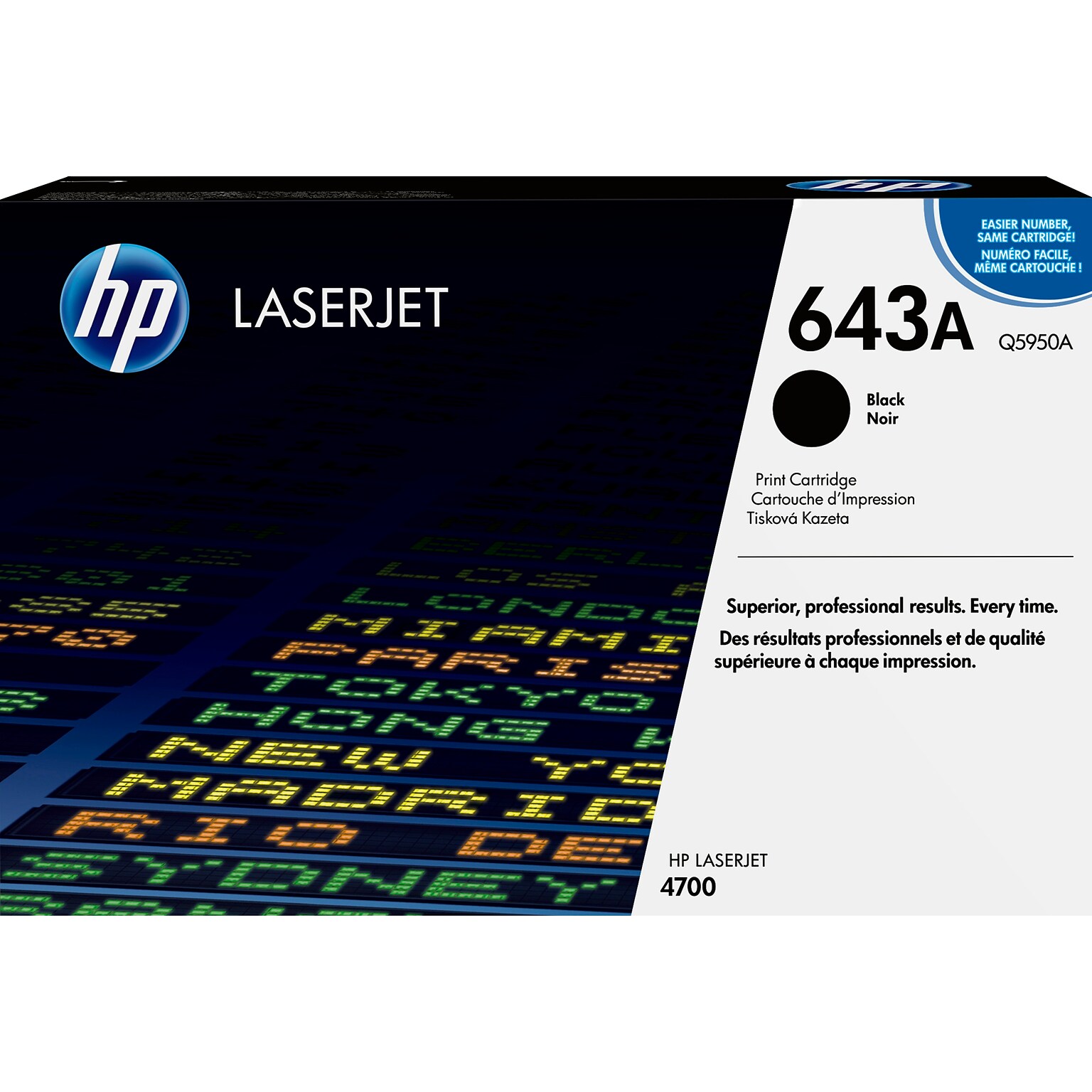 HP 643A Black Standard Yield Toner Cartridge, Prints Up to 11,000 Pages (q5950a)