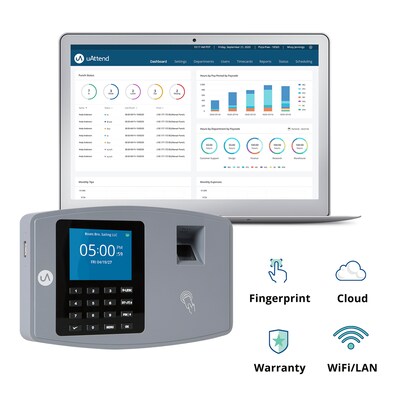 uAttend Fingerprint Time Clock System, Gray/Black (BN6000)