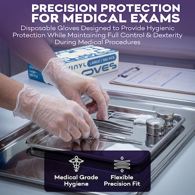 ProHeal Clear Vinyl Disposabel Gloves, Powder and Latex Free, XL, 1000 Count (PH-16533C)