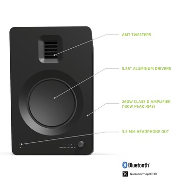 Kanto TUK TUKMB 260W Indoor Shelf Speaker, Matte Black