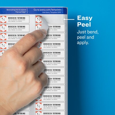 Avery Easy Peel Inkjet Return Address Labels, 1/2" x 1-3/4", Clear, 80 Labels/Sheet, 25 Sheets/Pack   (8667)