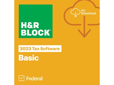 H&R Block Tax Software Basic 2023 for 1 User, Windows, Download (1013800-23)