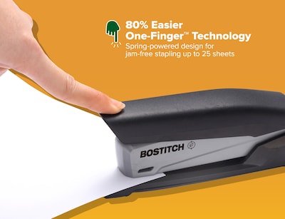 Bostitch Desktop Stapler with 70% Post Consumer Recycled Content, 20-Sheet Capacity, Staples Included, Black/Gray