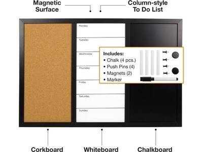 Excello Global Products Combination Board, Wood Frame, 15" x 23.5" (EGP-HD-0317)