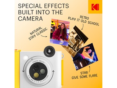 Kodak Smile+ 5 Megapixels Digital Instant Print Camera, White/Yellow (RODSMPCAMW)