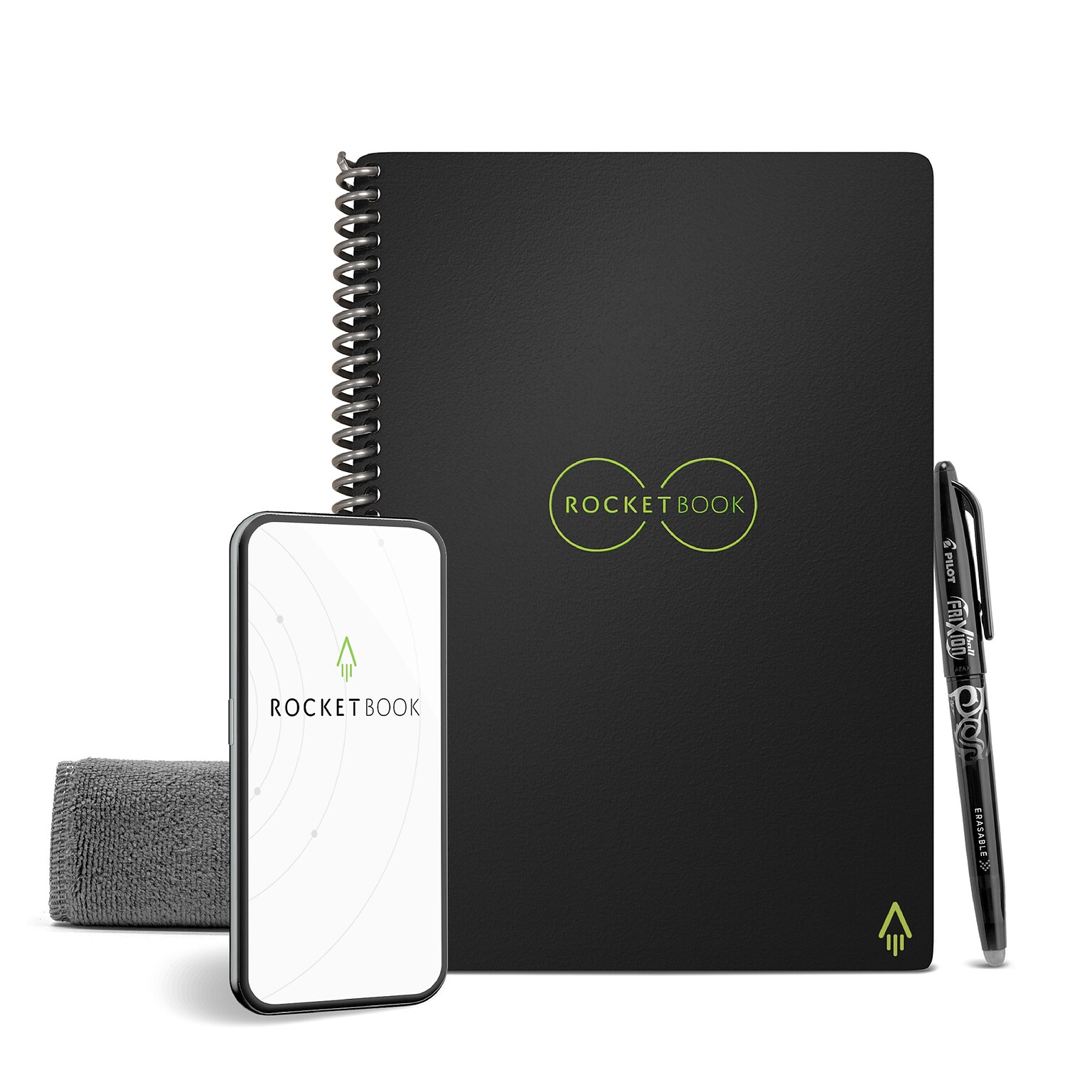 Rocketbook Core Reusable Smart Notebook, 6 x 8.8, Dot-Grid Ruled, 36 Sheets, Black (EVR-E-RC-A-FR)