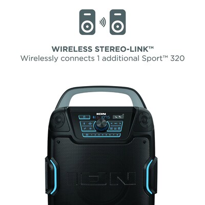 ION Sport 320° Bluetooth Portable All-Weather Speaker, Water Resistant, Black (SPORT320XUS)
