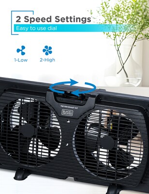 Black & Decker 9" Twin Window Fan, 2-Speed, Black (BFW9MB)